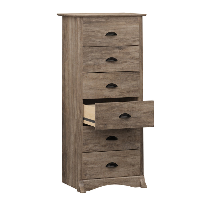 Commode verticale haute Salt Spring à 6 tiroirs - gris délavé