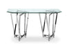 Table de salon moderne Drew de 50 po avec dessus en verre et base en métal - chrome 