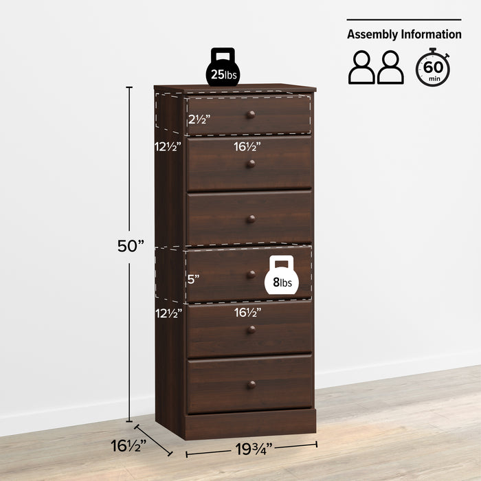 Commode verticale haute Astrid à 6 tiroirs - espresso
