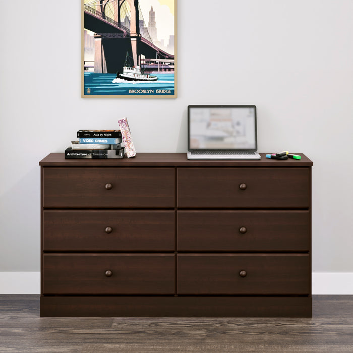 Commode Astrid à 6 tiroirs - espresso
