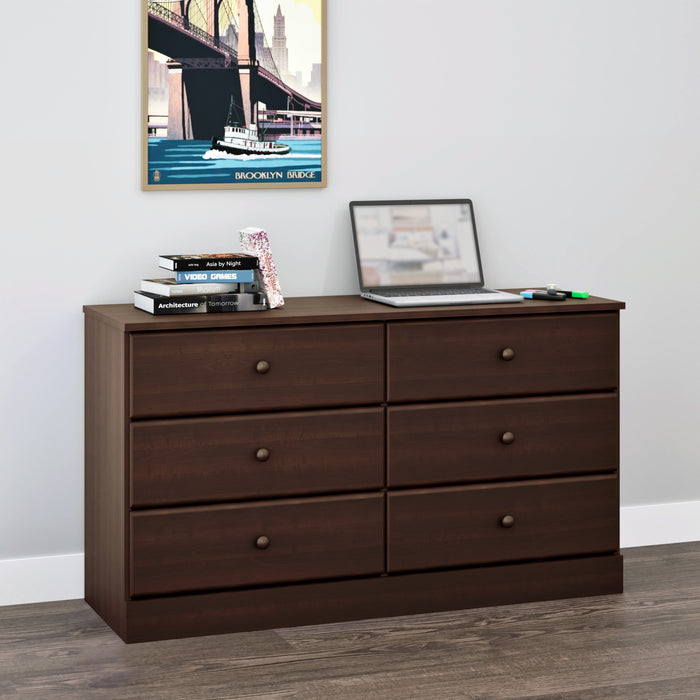 Commode Astrid à 6 tiroirs - espresso