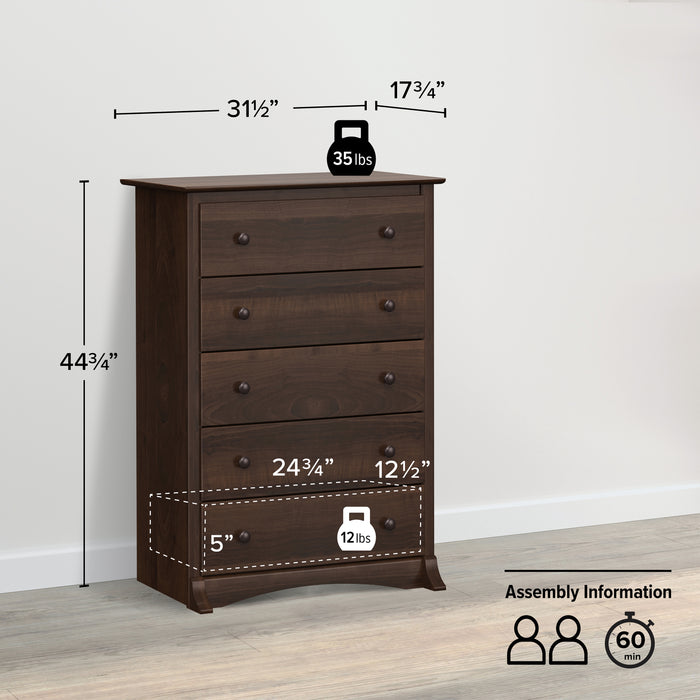 Commode verticale Sonoma à 5 tiroirs - espresso
