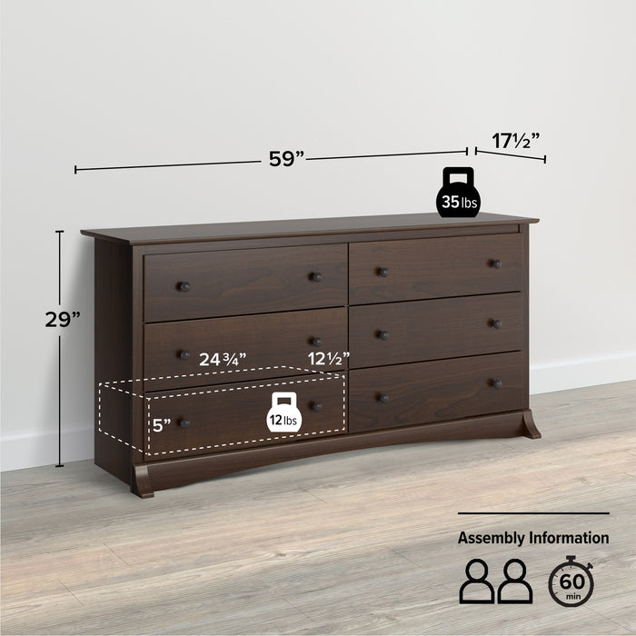 Commode Sonoma à 6 tiroirs - espresso