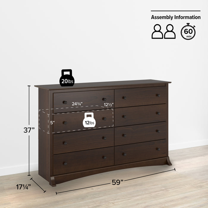 Commode Fremont à 8 tiroirs - espresso