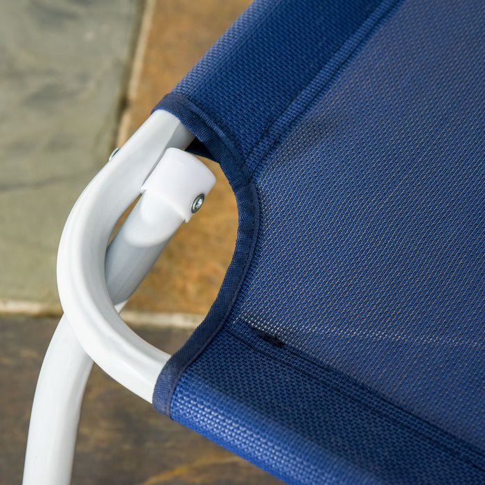 Chaise Longue Exterieure Outsunny Avec Dossier Reglable A 4 Niveaux, Bleu