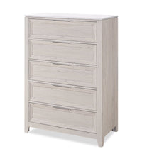 Commode verticale de chambre à coucher Elana de 38 po (L) x 55 po (H) à 5 tiroirs avec dessus en marbre véritable - beige