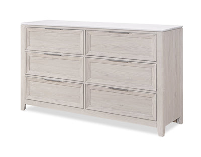 Elana Bedroom 6-Drawer Dresser, 65”W x 39”H, with Real Marble Top – Beige | Commode de chambre à coucher Elana de 65 po (L) x 39 po (H) à 6 tiroirs avec dessus en marbre véritable - beige