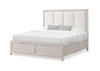 Lit de rangement Elana avec tête de lit rembourrée, beige - format très grand lit