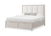 Ensemble de chambre à coucher Elana 5 pièces naturel avec lit de rangement, commode et miroir - format grand lit