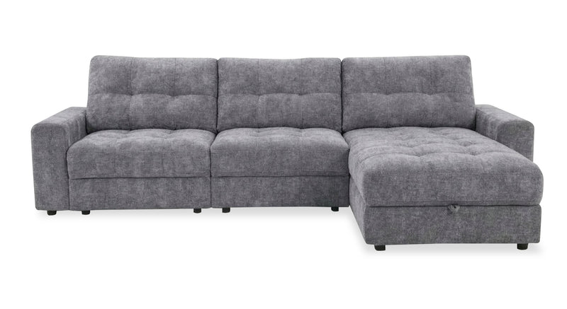 Sofa sectionnel modulaire à coulissement électrique de droite Elevate de Scott Living 3 pièces en tissu de chenille - gris