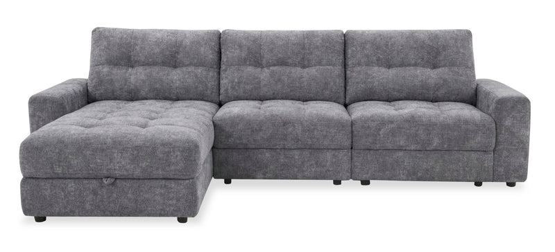 Sofa sectionnel modulaire à inclinaison électrique de gauche Elevate de Scott Living 3 pièces en tissu de chenille - gris