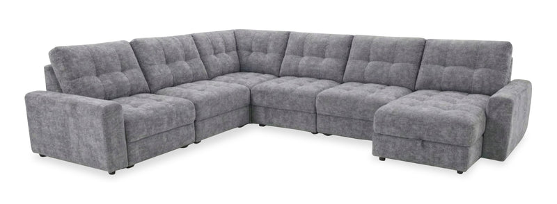 Sofa sectionnel modulaire à coulissement et inclinaison électriques de droite Elevate de Scott Living 6 pièces en tissu de chenille - gris