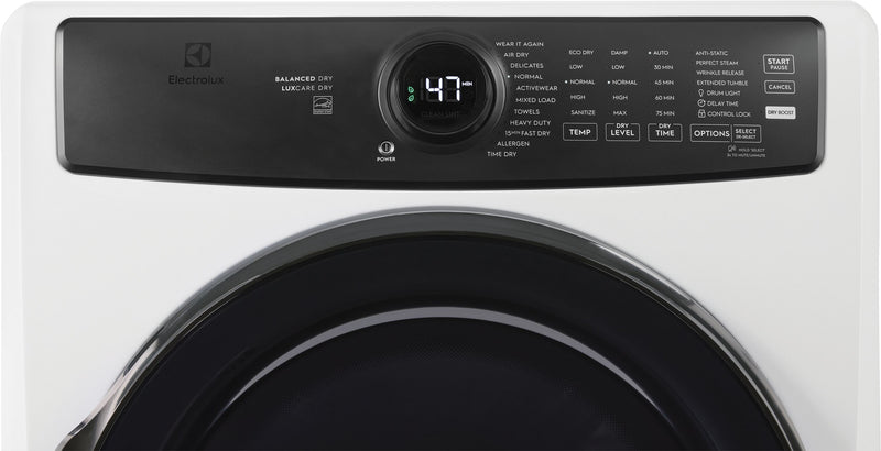 Electrolux Sécheuse électrique Perfect Steam™ à chargement frontal avec Balanced Dry™ et rafraîchissement instantané – 8,0 pi³ - ELFE773CMW
