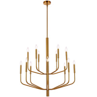 Lustre Eleanor de Dainolite avec fini laiton vieilli et 14 ampoules
