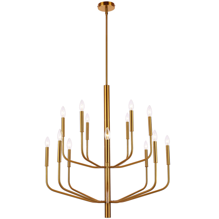 Lustre Eleanor de Dainolite avec fini laiton vieilli et 14 ampoules