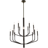 Lustre Eleanor de Dainolite avec fini noir mat et 14 ampoules