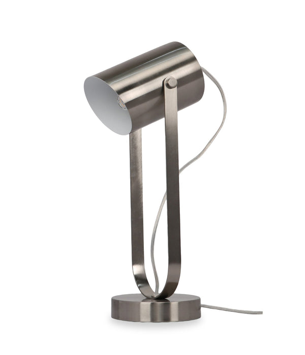 Lampe de table Estelle de 16,25 po avec abat-jour pivotant en métal - acier inoxydable