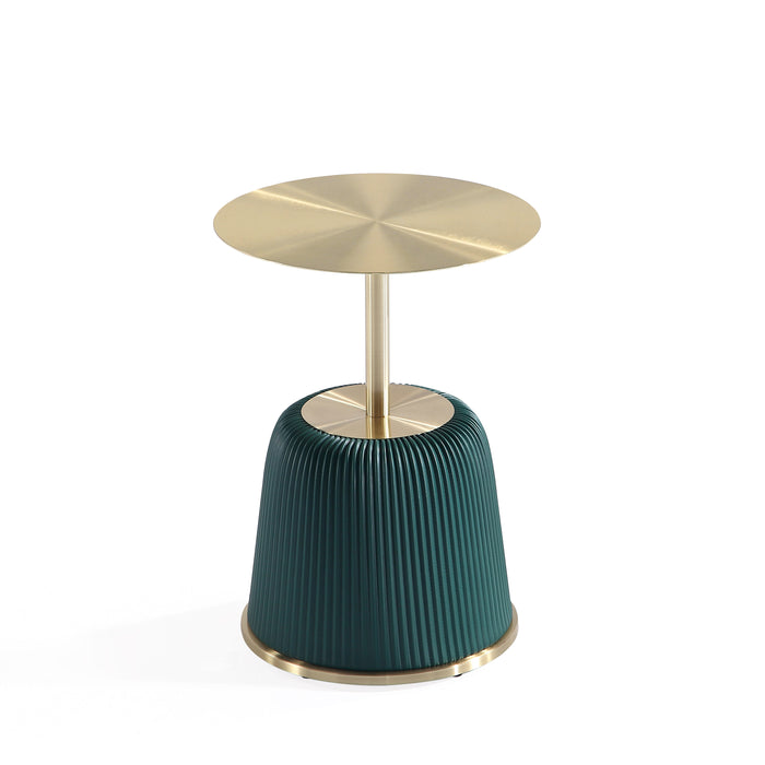Table de bout moderne Anderson 1.0 de Manhattan Comfort avec revêtement en similicuir et dessus de table doré - verte
