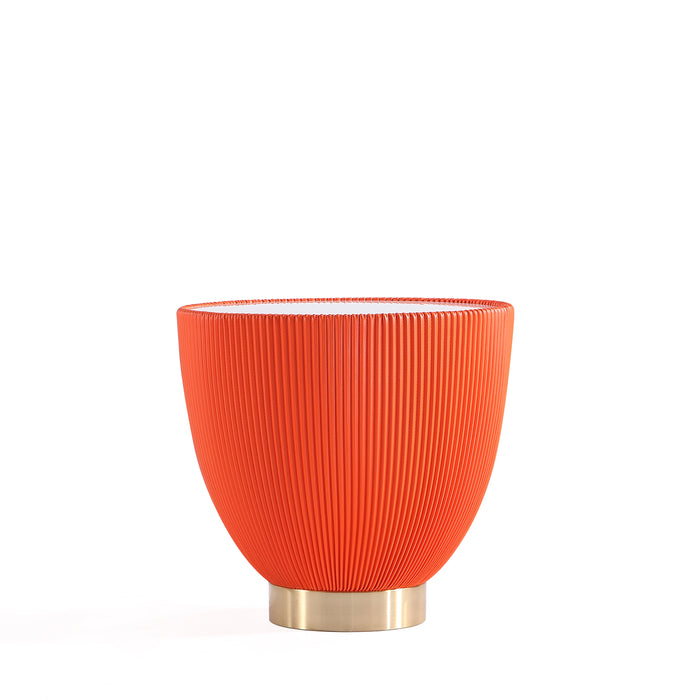Table de bout moderne Anderson 2.0 de Manhattan Comfort avec revêtement en similicuir et dessus de table en imitation de marbre en céramique - orange