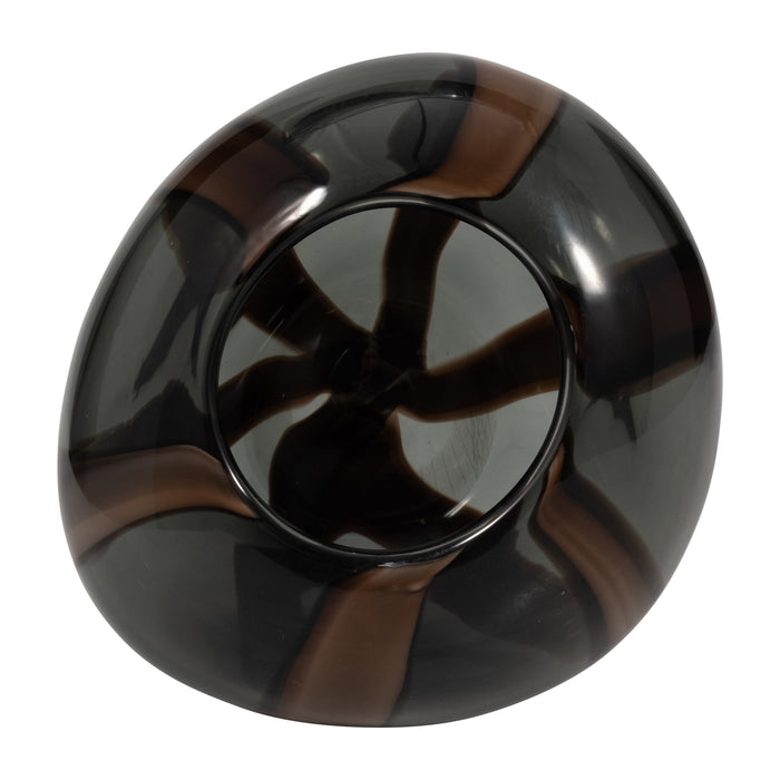 Petit vase Bayle de 7 po en verre à rayures - brun