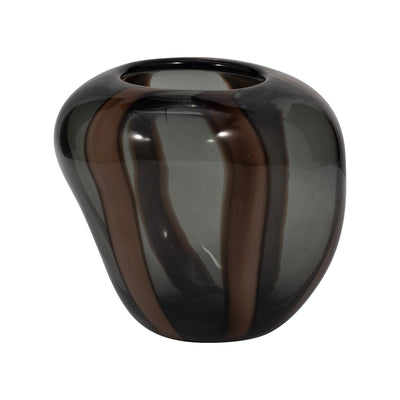 7" Bayle Small Striped Glass Vase - Brown | Petit vase Bayle de 7 po en verre à rayures - brun