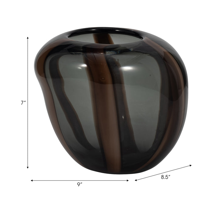 Petit vase Bayle de 7 po en verre à rayures - brun