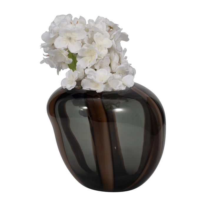 Petit vase Bayle de 7 po en verre à rayures - brun