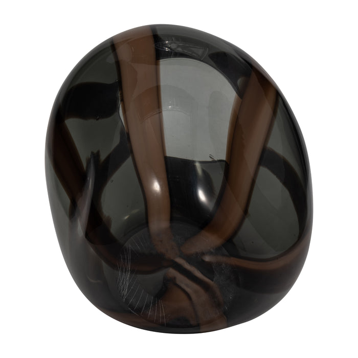 Petit vase Bayle de 7 po en verre à rayures - brun