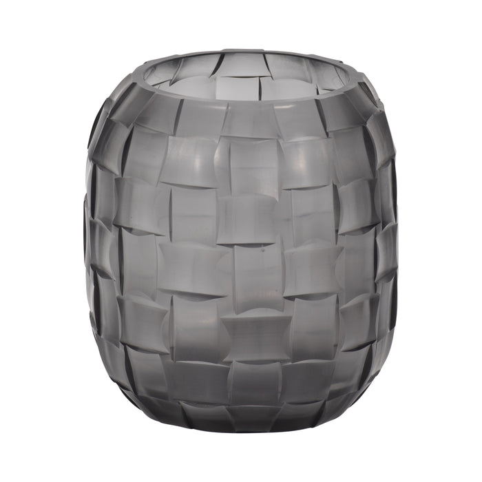 Vase Jordan de 6 po en verre avec texture tressée - gris