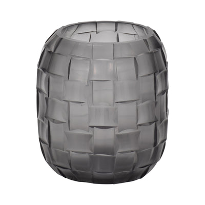 Jordan Glass 6" Woven Finish Vase - Grey | Vase Jordan de 6 po en verre avec texture tressée - gris
