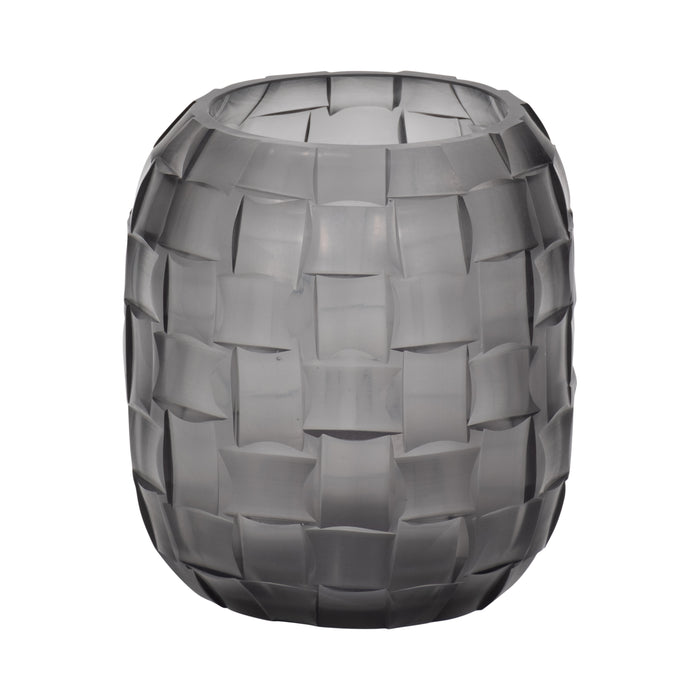 Vase Jordan de 6 po en verre avec texture tressée - gris