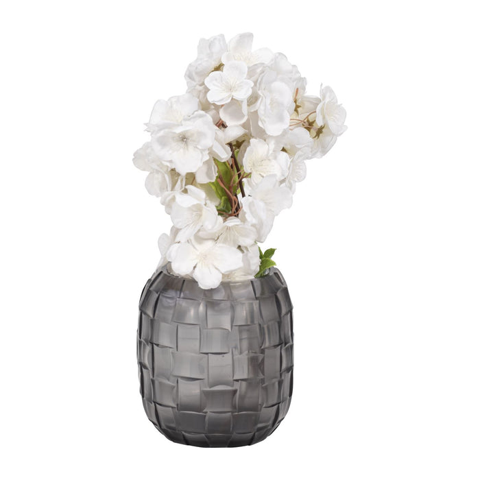 Vase Jordan de 6 po en verre avec texture tressée - gris