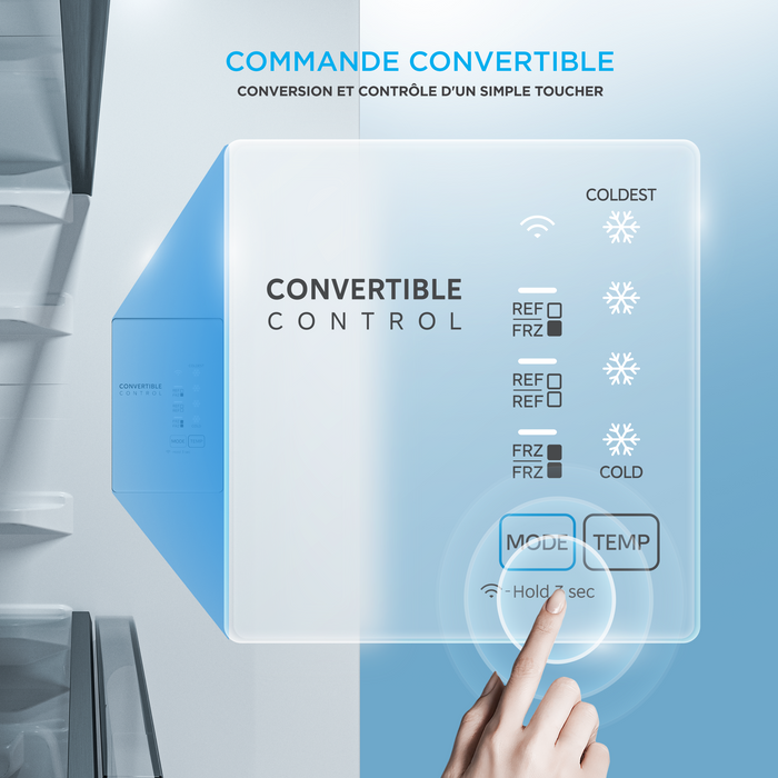 Appareil vertical 3 en 1 Midea de 20 pi3 convertible en réfrigérateur ou congélateur - blanc - MRU21C7BWW 