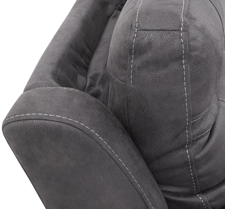 Sofa sectionnel à inclinaison électrique Floy 5 pièces en suédine avec appuie-têtes électriques et port USB - gris