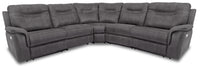  Sofa sectionnel à inclinaison électrique Floy 5 pièces en suédine avec appuie-têtes électriques et port USB - gris
