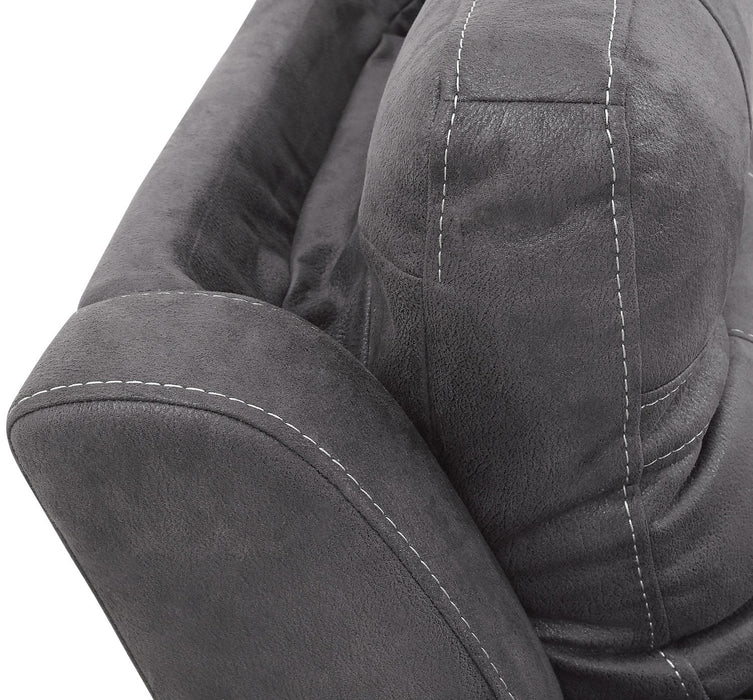 Sofa sectionnel à inclinaison électrique Floy 6 pièces en suédine avec appuie-têtes électriques, console et port USB - gris