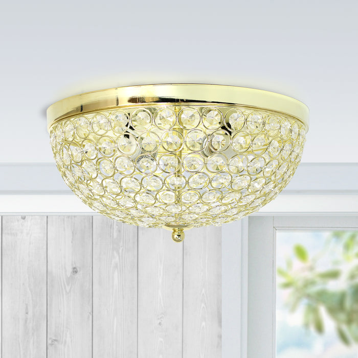 Plafonnier affleuré Elipse d’Elegant Designs en cristal - doré
