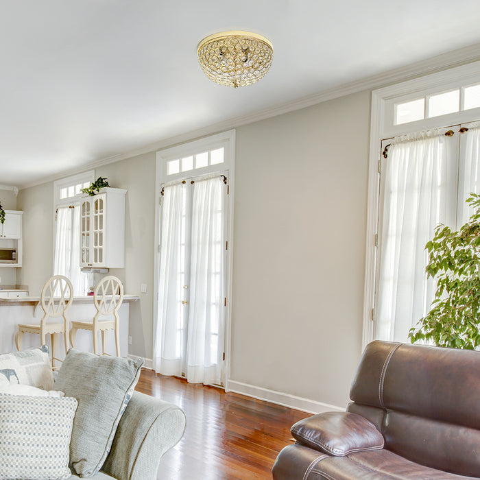 Plafonnier affleuré Elipse d’Elegant Designs en cristal - doré