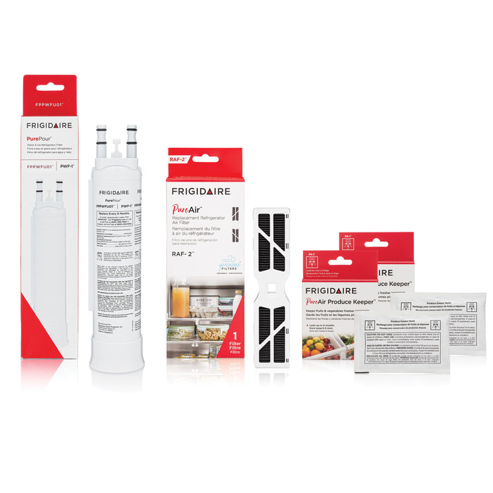 Frigidaire FPPWFU01, FRGPAAF2 et (2) FRPAPKRF Kit combiné de filtres à eau et à air avec conservateur de fruits et légumes - FRIGCOMBO9