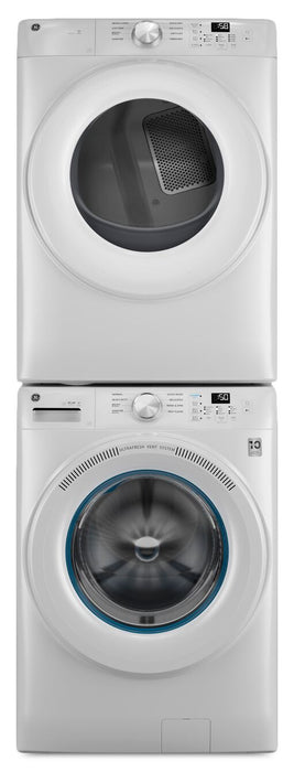 Laveuse à chargement frontal de 5,3 pi³ et sécheuse électrique de 7,8 pi³ de GE - blanches 