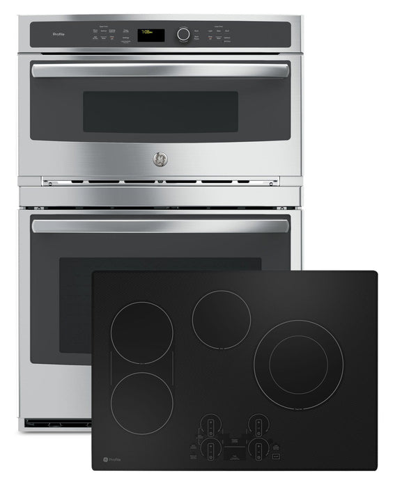 Surface de cuisson électrique de 30 po à 4 éléments et four mural électrique de 6,7 pi3 de GE Profile - noirs et acier inoxydable 
