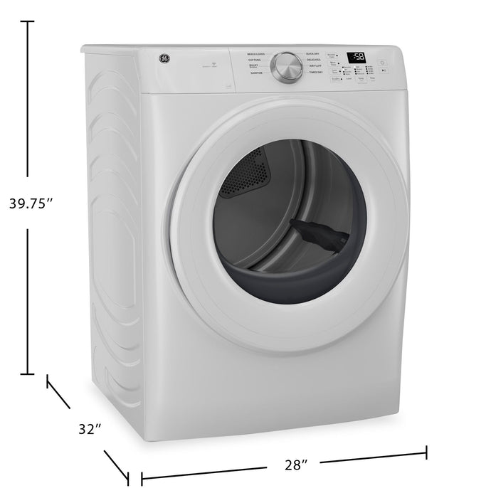 Sécheuse électrique GE de 7,8 pi3 avec cycle de désinfection - blanche - GFD35ESMYWW