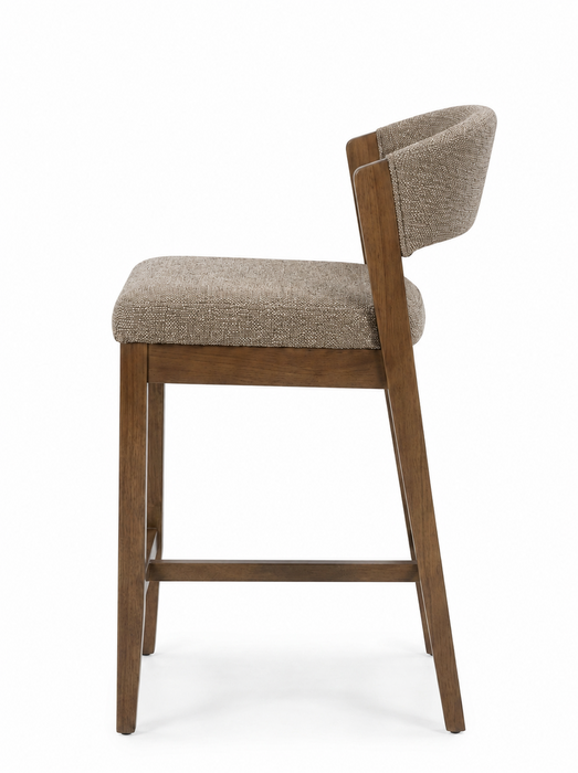 Tabouret Gia de hauteur comptoir de 24 po (H) en tissus de polyester et de cuir - brun