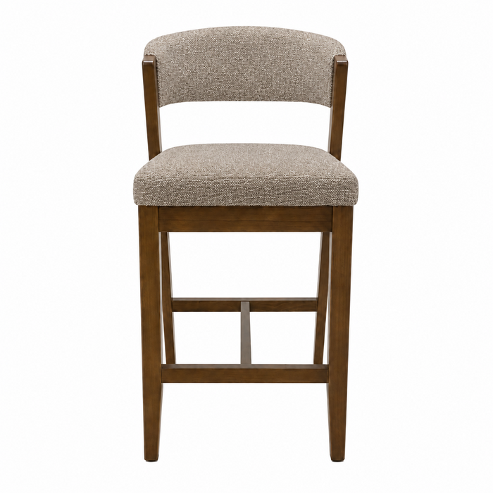 Tabouret Gia de hauteur comptoir de 24 po (H) en tissus de polyester et de cuir - brun
