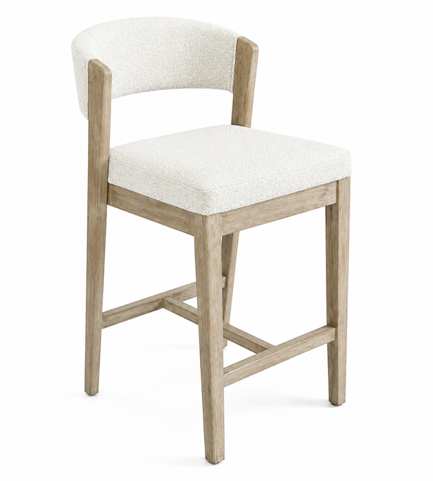 Tabouret Gia de hauteur comptoir de 24 po (H) en tissus de polyester et de cuir - gris