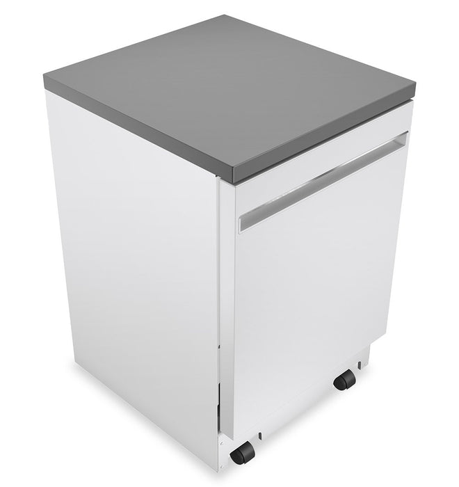 Lave-vaisselle portatif GE de 24 po et de 54 dBA avec commandes sur le dessus et broyeur d’aliments solides PiranhaMC - blanc - GPT225SGLWW