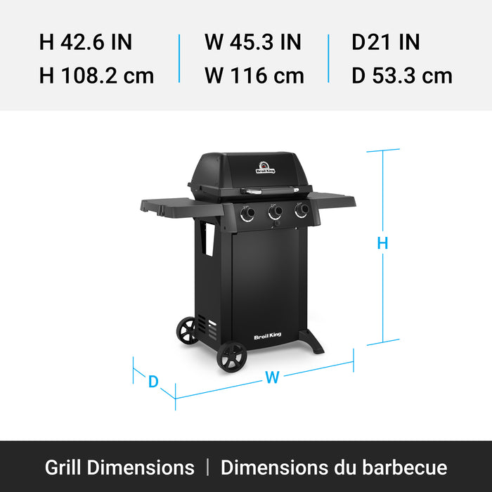 Broil King Gem 310 Shadow 3-bruleurs 24 000 BTU Barbecue a gaz propane - 814954