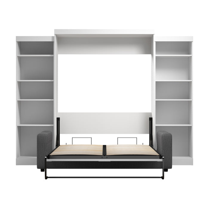 Grand lit escamotable Pur de Bestar avec 10 tablettes et sofa - blanc