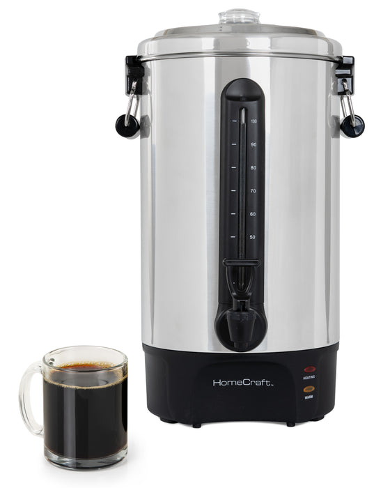 Cafetière Homecraft avec urne à café de 100 tasses et distributeur de boissons chaudes - HCCU100SS
