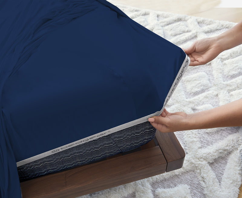 Ensemble de draps Hyper-CottonMC BEDGEARMD divisés pour très grand lit - bleu marine